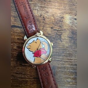 Timex Gold and Brown Women's Watch with Bear Design